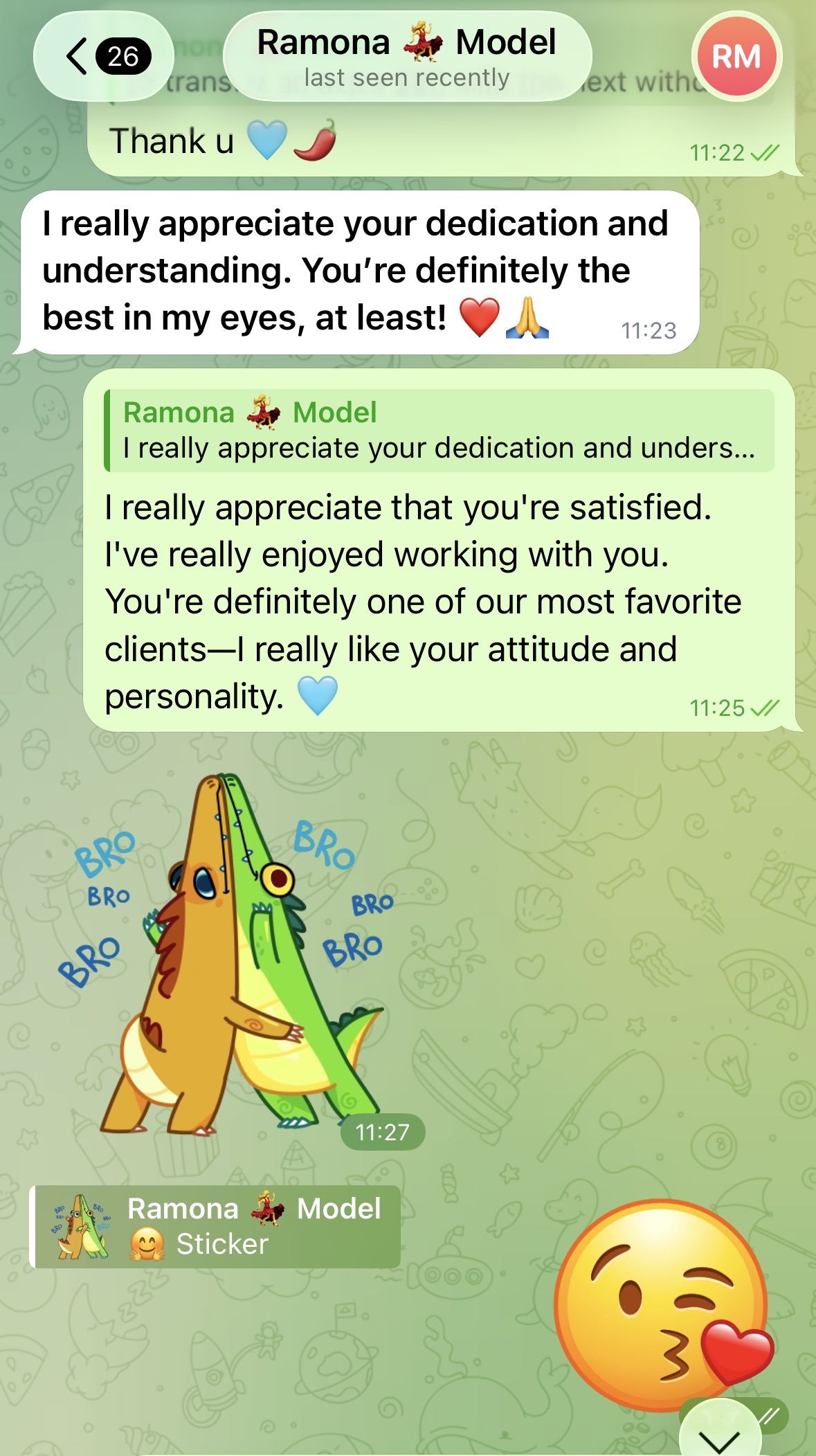 Ramona's message: I really appreciate your dedication and understanding. You're definitely the best in my eyes, at least!