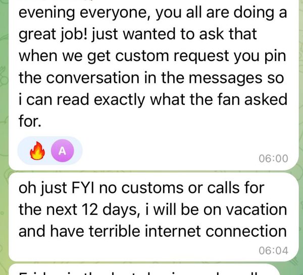 Creator message praising the EVOIRE team for doing a great job